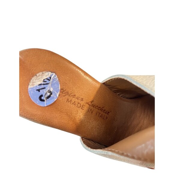 L'ARTIGIANO LUCCHESE Women's Leather Shoe Peep Slingback Sandal Heel Cream 6.5 - Picture 6 of 6